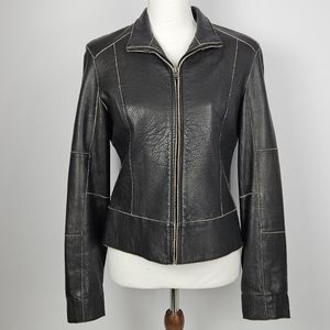 Andrew Marc New York black  leather coat size medium